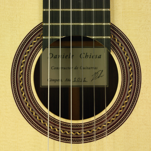 Daniele Chiesa Meistergitarre Fichte, Palisander, Mensur 64 cm, Baujahr 2012, Rosette, Schild