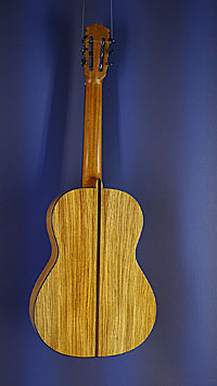 Hein Gitarrenbau luthier guitar, shape after Santos Hernandez (1924) and double soundhole after Francisco Simplicio (1930), cedar, zebrano, scale 65 cm, year 2020