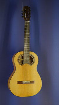 Hein Gitarrenbau classical guitar, shape after Santos Hernandez (1924) and double soundhole after Francisco Simplicio (1930), cedar, zebrano, scale 65 cm, year 2020